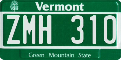 VT license plate ZMH310