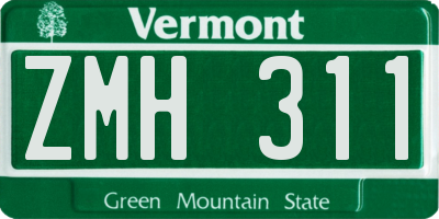 VT license plate ZMH311