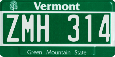 VT license plate ZMH314