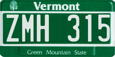 VT license plate ZMH315
