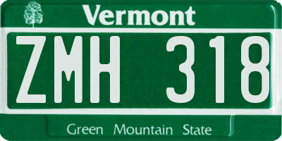 VT license plate ZMH318