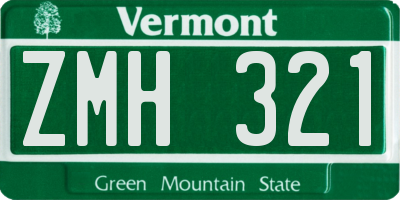 VT license plate ZMH321