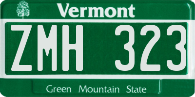 VT license plate ZMH323