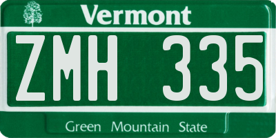 VT license plate ZMH335