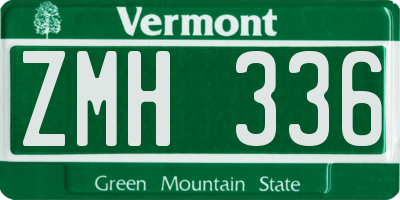 VT license plate ZMH336