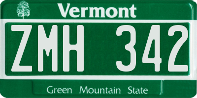 VT license plate ZMH342