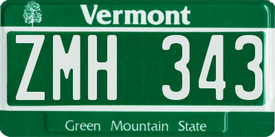 VT license plate ZMH343