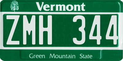 VT license plate ZMH344