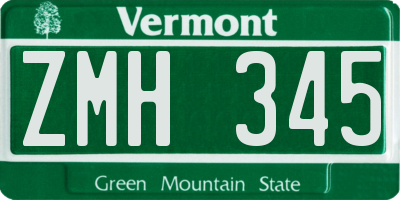 VT license plate ZMH345