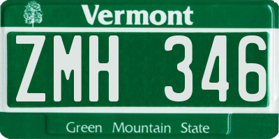 VT license plate ZMH346