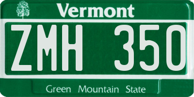 VT license plate ZMH350