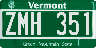 VT license plate ZMH351