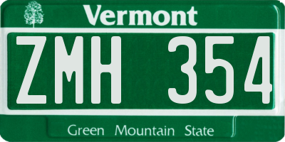 VT license plate ZMH354