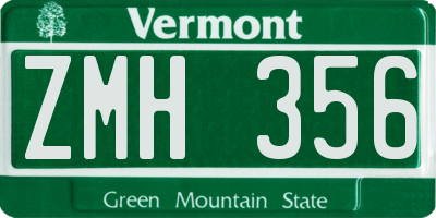 VT license plate ZMH356