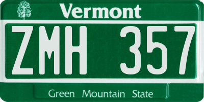 VT license plate ZMH357