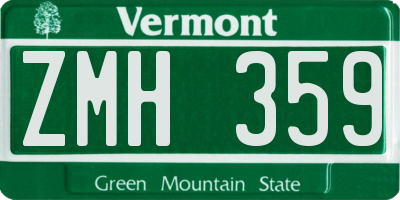 VT license plate ZMH359