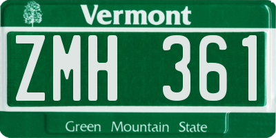 VT license plate ZMH361