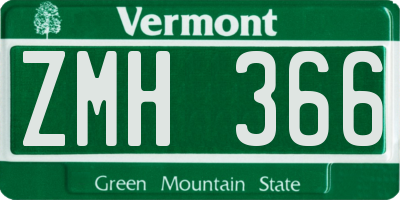 VT license plate ZMH366