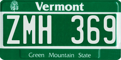 VT license plate ZMH369