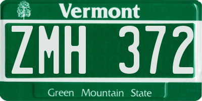 VT license plate ZMH372