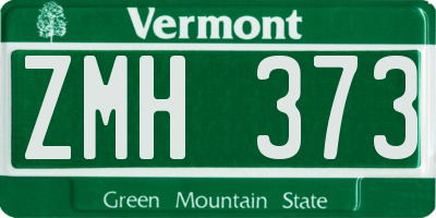 VT license plate ZMH373