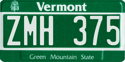 VT license plate ZMH375