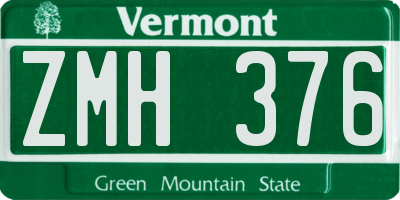 VT license plate ZMH376