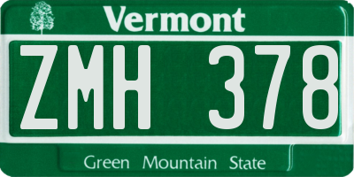 VT license plate ZMH378
