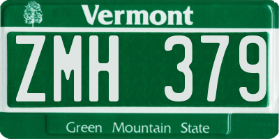 VT license plate ZMH379