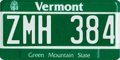 VT license plate ZMH384