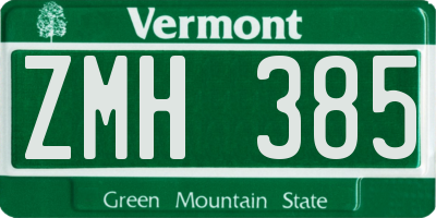 VT license plate ZMH385