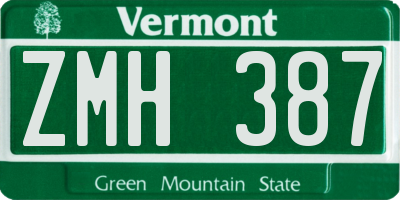 VT license plate ZMH387