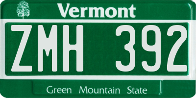 VT license plate ZMH392