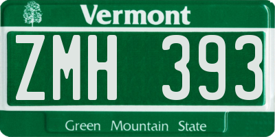 VT license plate ZMH393