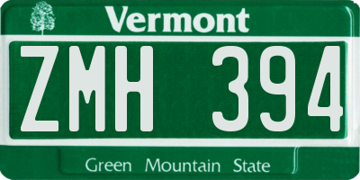 VT license plate ZMH394
