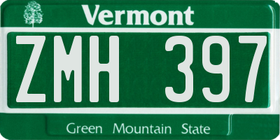 VT license plate ZMH397