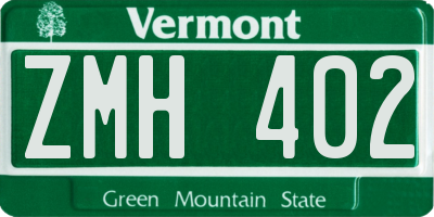 VT license plate ZMH402