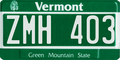 VT license plate ZMH403
