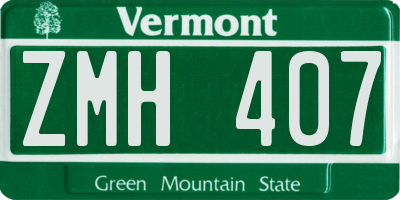 VT license plate ZMH407