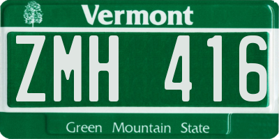 VT license plate ZMH416