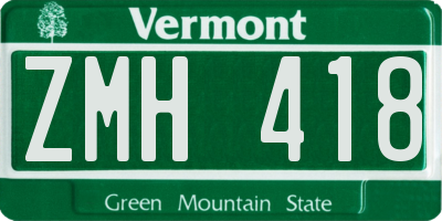 VT license plate ZMH418