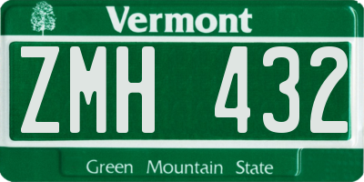 VT license plate ZMH432