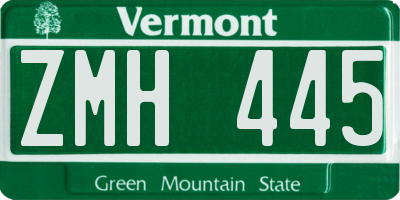 VT license plate ZMH445