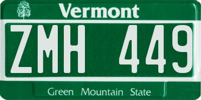 VT license plate ZMH449