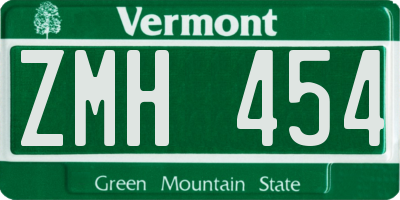 VT license plate ZMH454