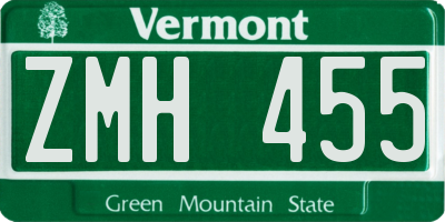 VT license plate ZMH455