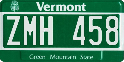 VT license plate ZMH458