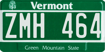 VT license plate ZMH464