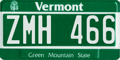 VT license plate ZMH466
