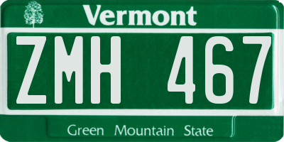 VT license plate ZMH467
